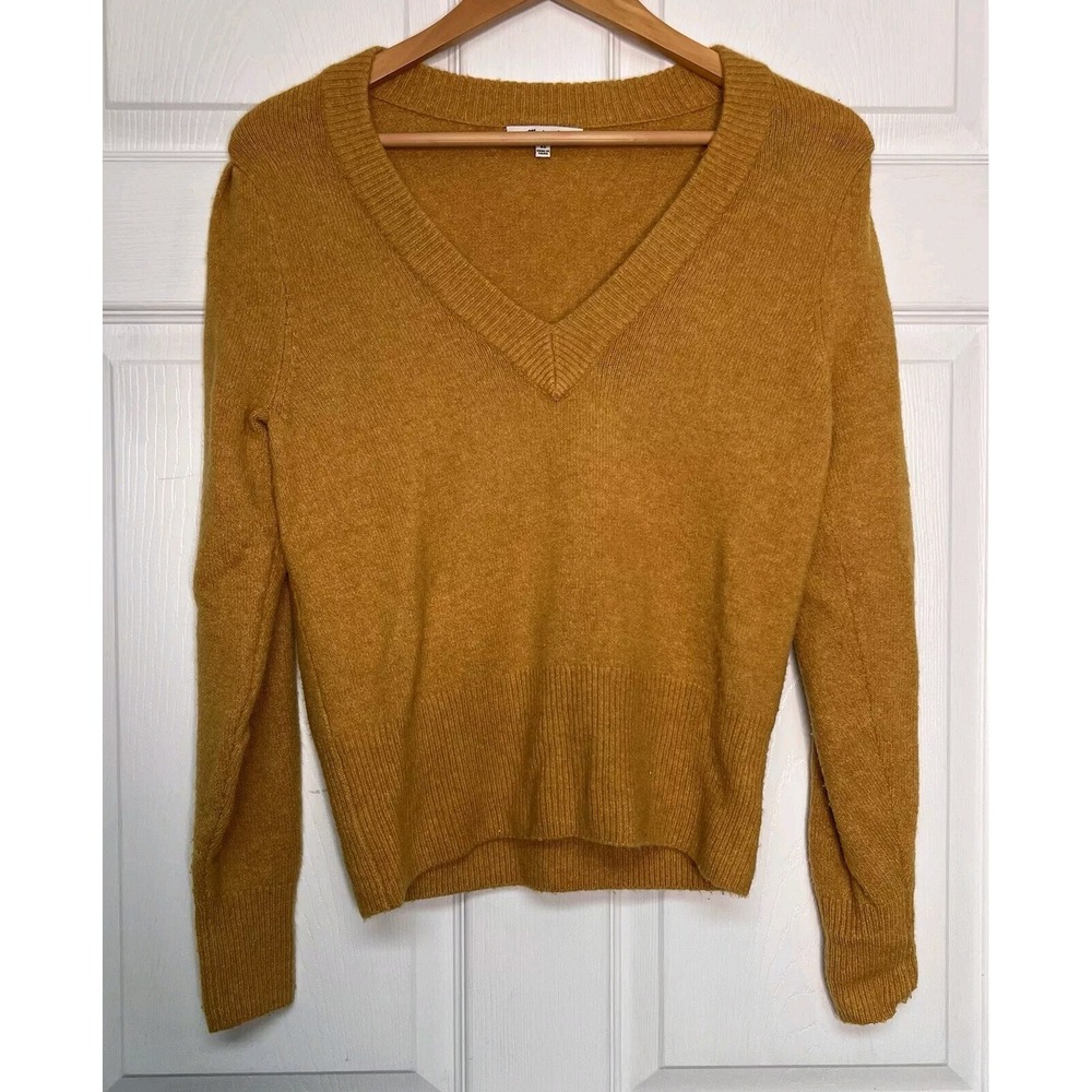 Madewell Westgate Women XS Mustard Yellow  V-Neck Swester Cozy Classic Academia